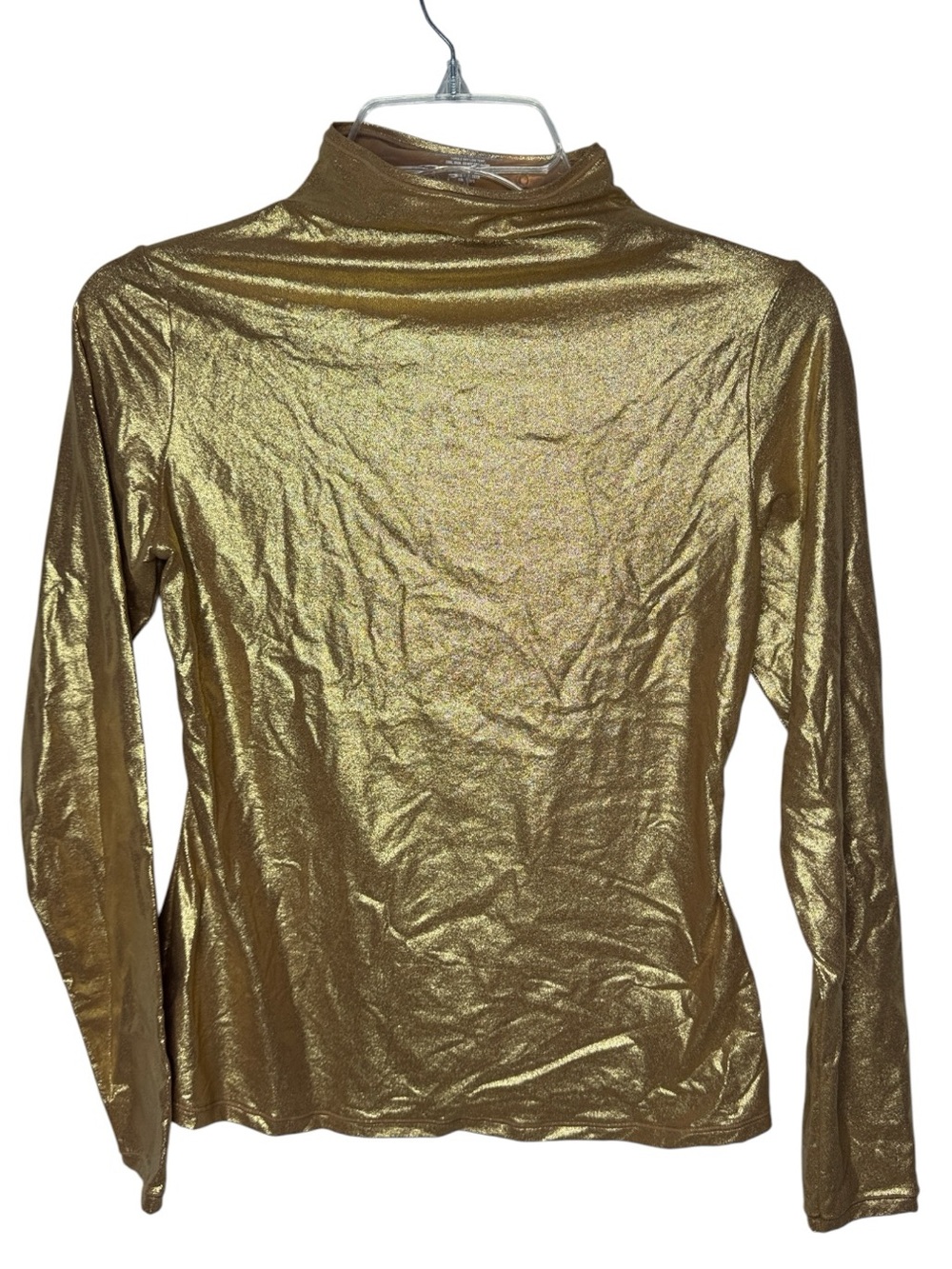 Skims fits Everybody Metallic‎ Gold Long Sleeve Turtleneck Top. Size Large.